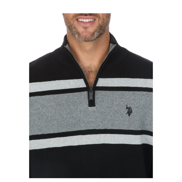 U.S. Polo Assn. Men's Zip-Up Sweater in Black and Gray - Picture 3 of 4